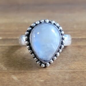 Womens Size 6.5 Ring Rainbow Moonstone Gemstone 925 Silver Jewelry Boho Style
